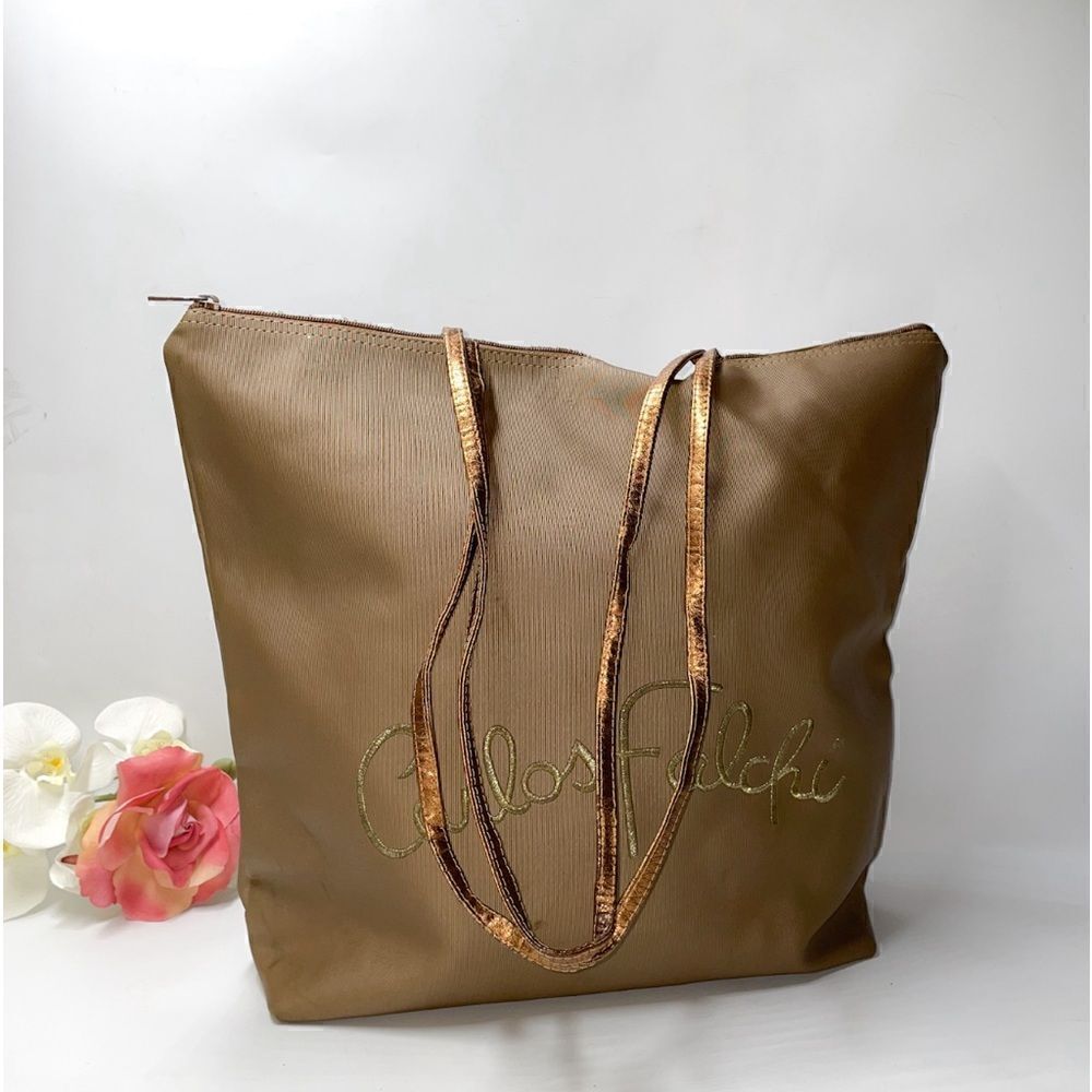 Carlos Falchi Canvas Shoulder Bag Tote